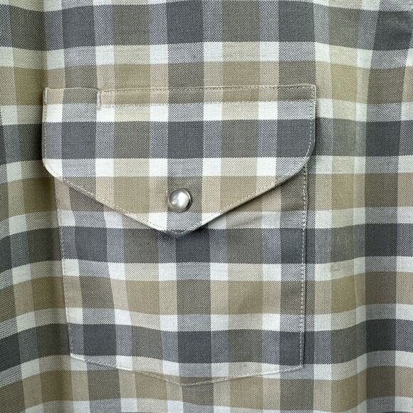 ELY Cattleman Western Pearl Snap‎ Shirt Large Plaid Silver Metallic Rodeo Cowboy - Picture 3 of 11